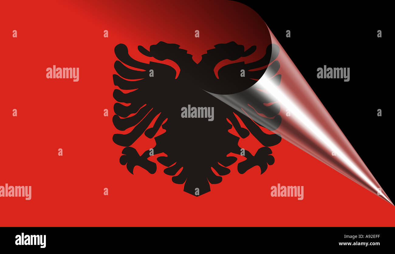 Drapeau de l'Albanie Albanie aigle noir sur fond rouge Banque D'Images