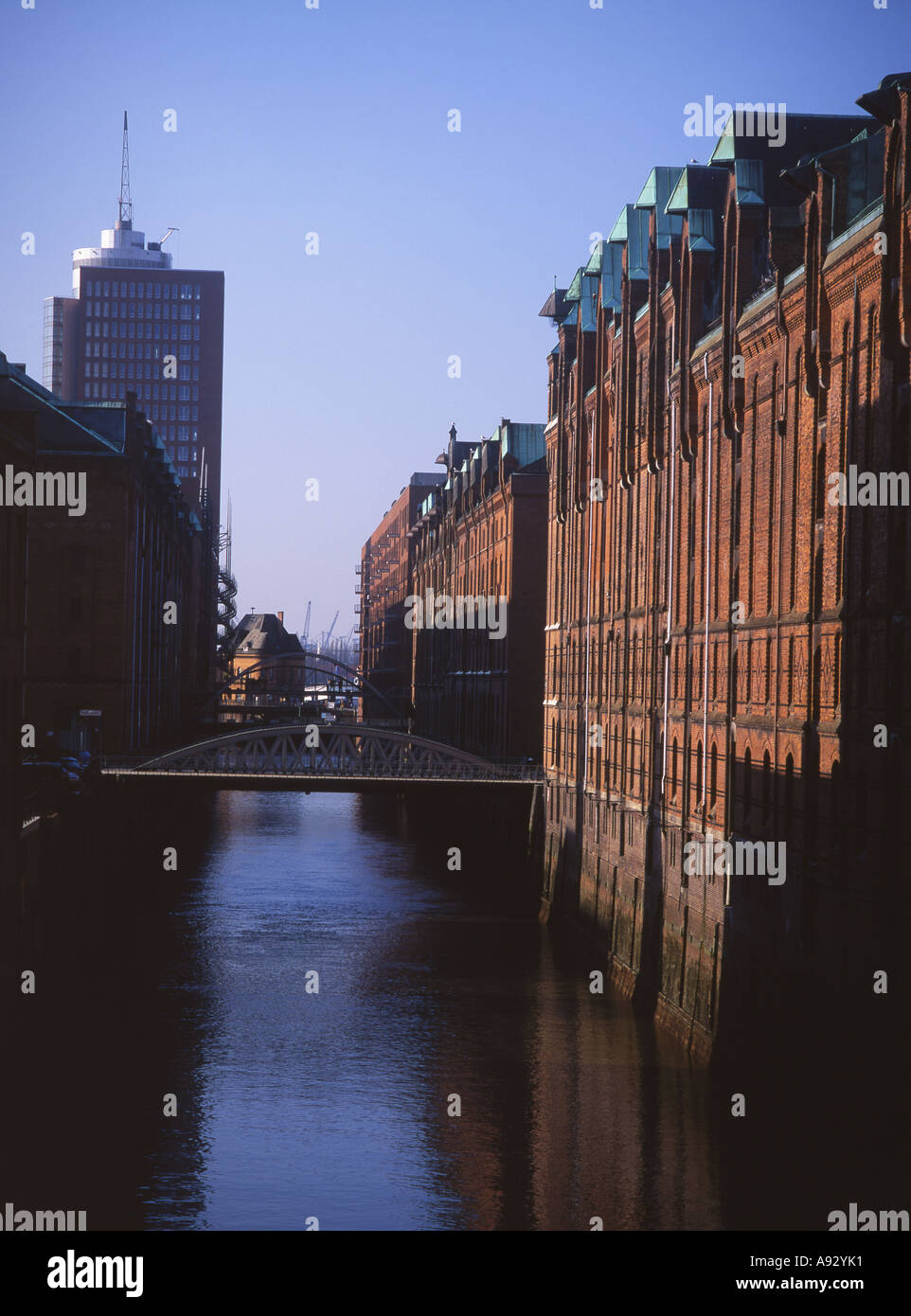 19e siècle en brique rouge de Speicherstadt Port quartier des entrepôts entrepôts Hambourg Allemagne Banque D'Images