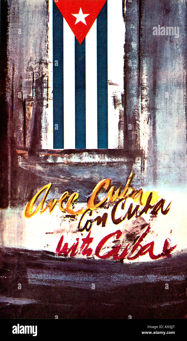 Avec Cuba 1968 poster exprimant sa solidarité avec le régime socialiste révolutionnaire dans les Caraïbes Banque D'Images