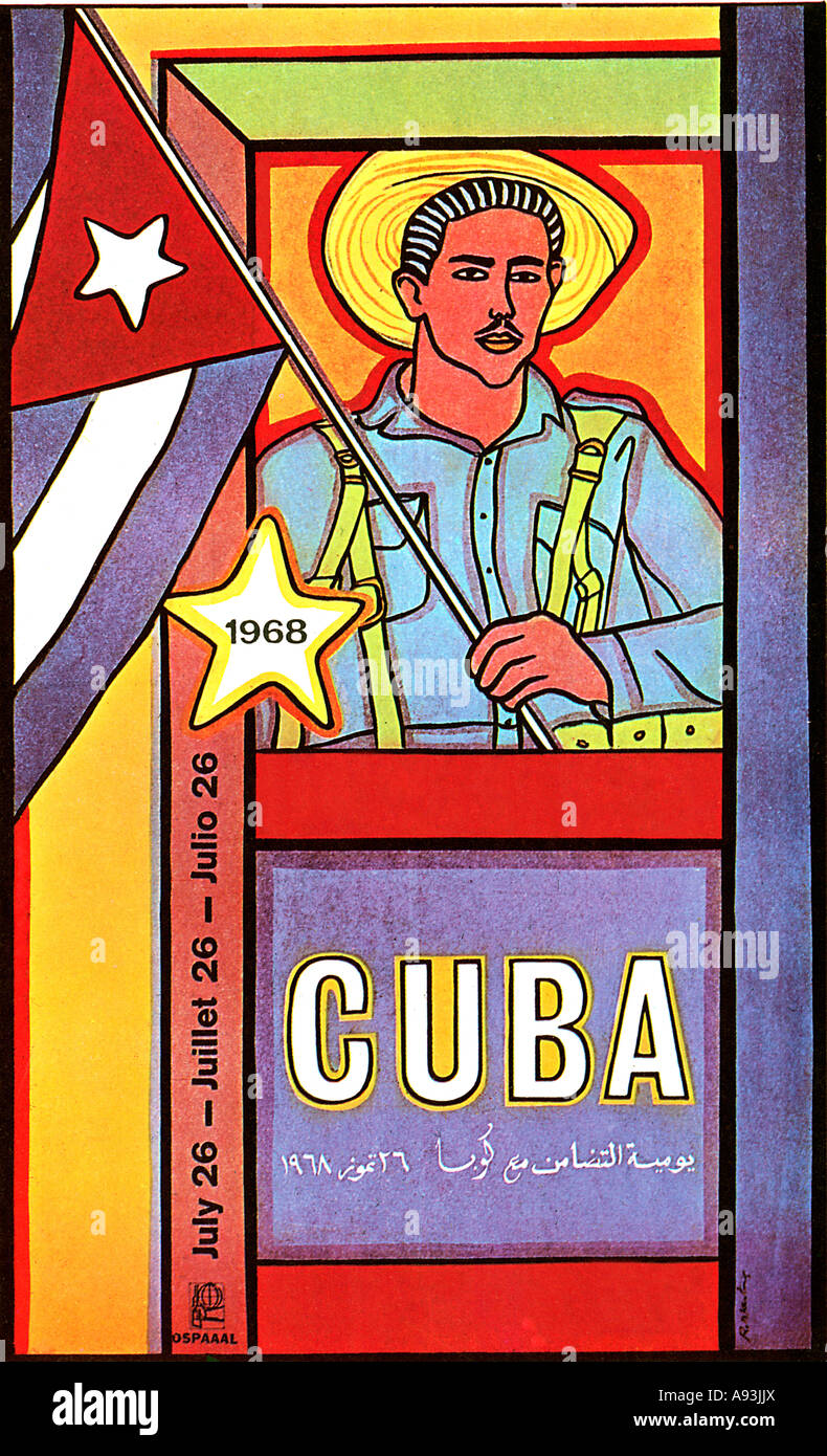 Cuba 26 juillet 1968 affiche pour célébrer la révolution socialiste dirigée par Fidel Castro Banque D'Images