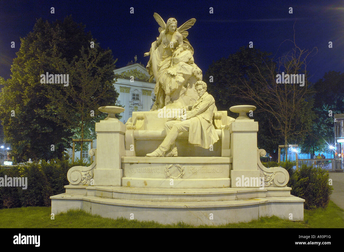 Ferdinand Raimund monument à la soirée Banque D'Images