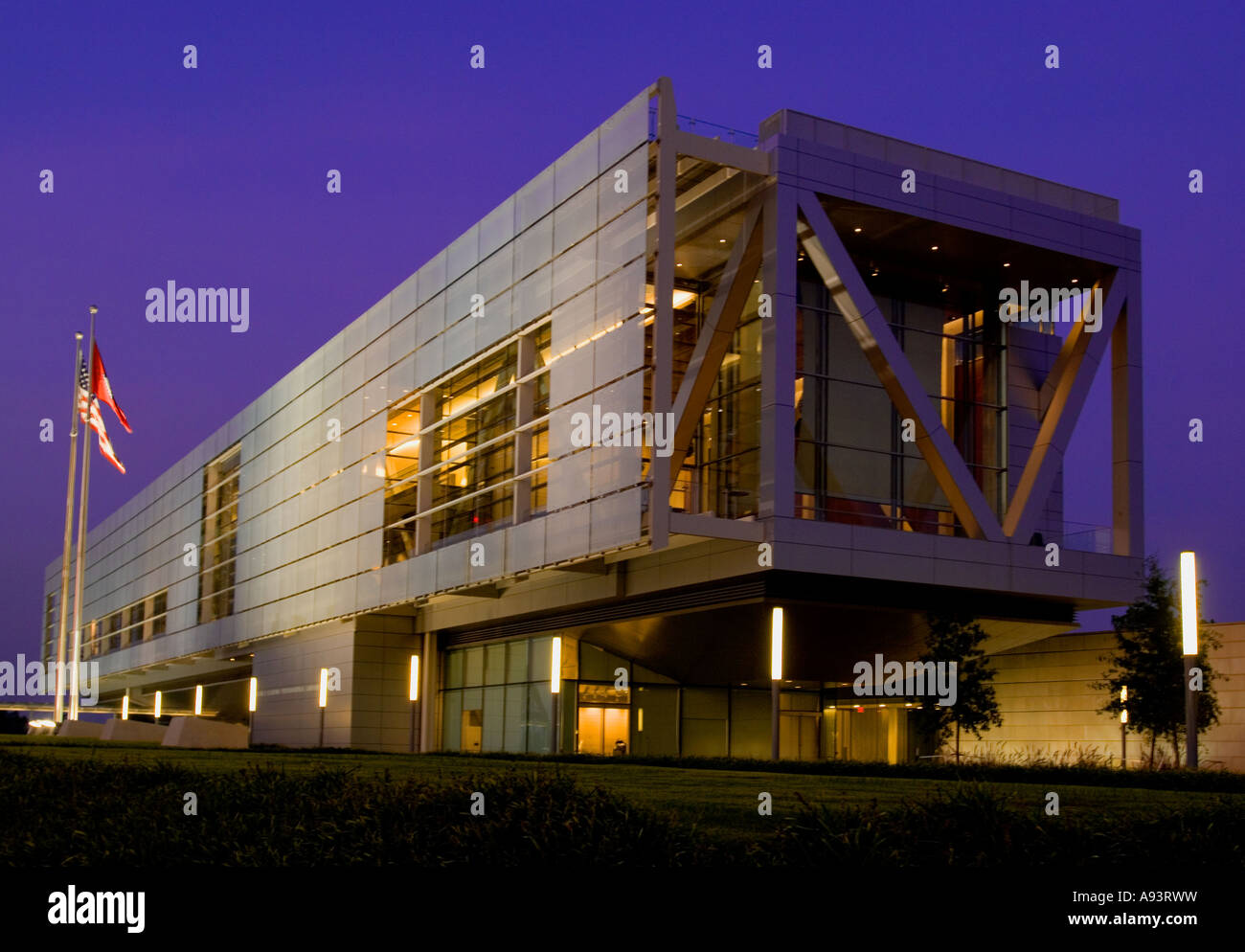 William J. Clinton Presidential Center Little Rock AR la nuit Banque D'Images
