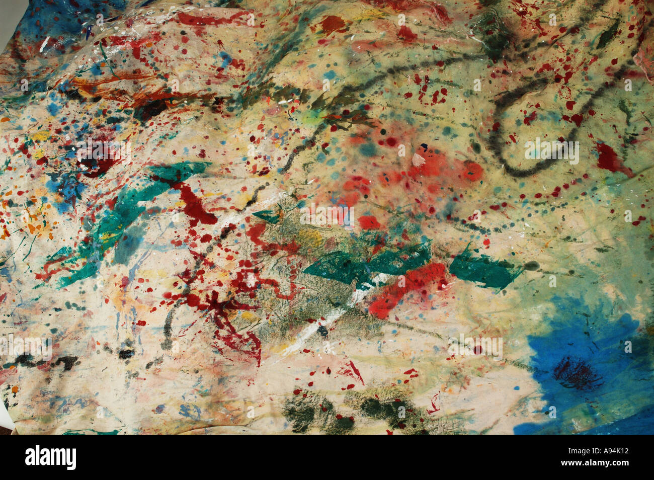 Abstract pattern sur feuille goutte peintres atelier d'artiste dsca 3899 Banque D'Images