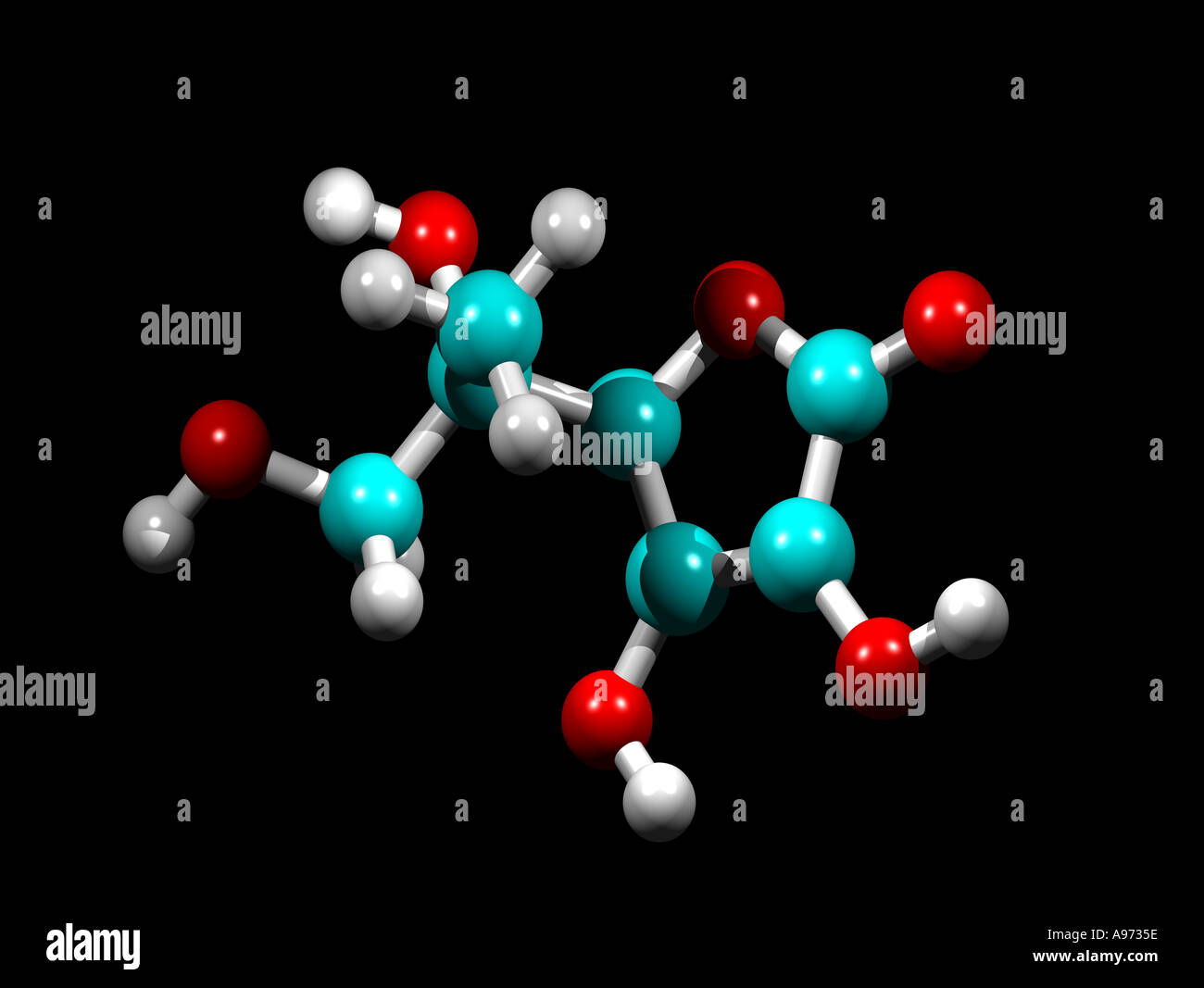 Un modèle généré par ordinateur de la molécule de vitamine C Banque D'Images