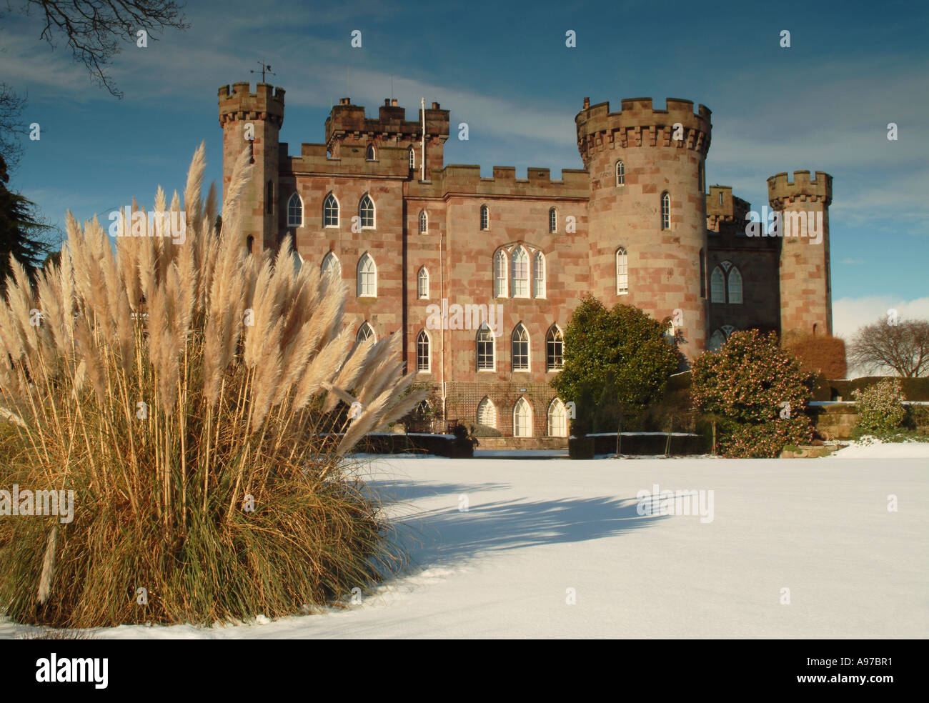 Cholmondeley Castle en hiver, Cholmondeley, Cheshire, England, UK Banque D'Images