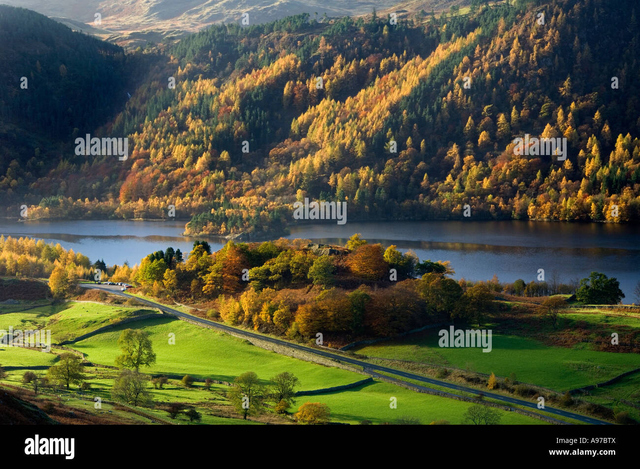 Thirlmere en automne, le Parc National du Lake District, Cumbria, England, UK Banque D'Images