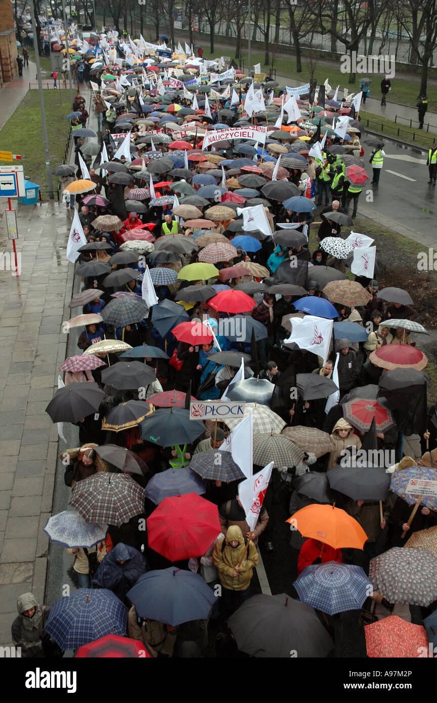 Manifestation des enseignants à Varsovie, contre Ministre polonais de l'éducation Roman Giertych Banque D'Images