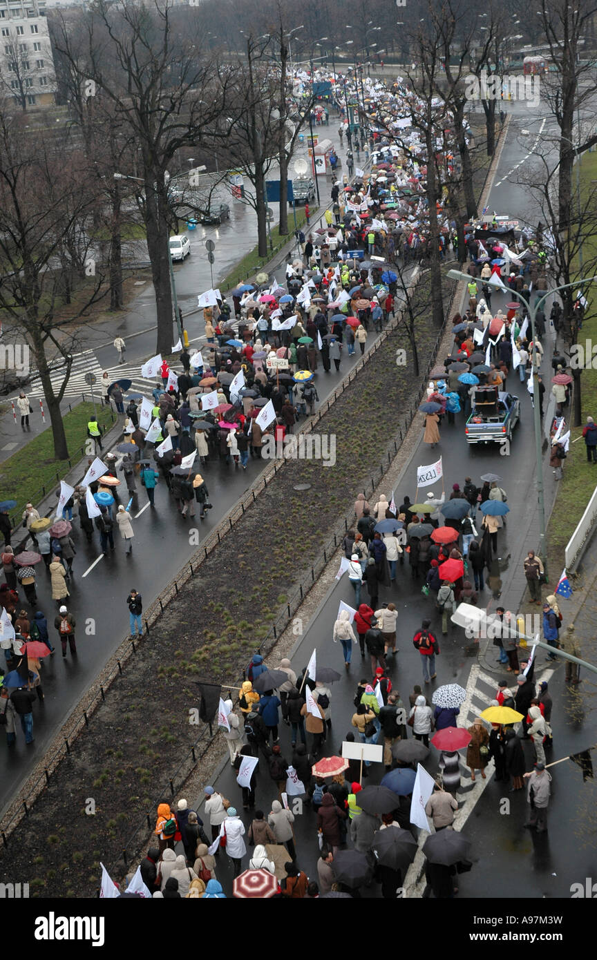 Manifestation des enseignants à Varsovie, contre Ministre polonais de l'éducation Roman Giertych Banque D'Images