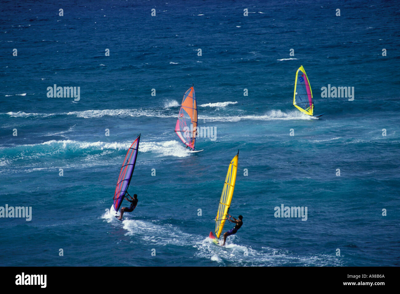 Hawaii, Maui, planche à voile, parc de Hookipa Beach Banque D'Images