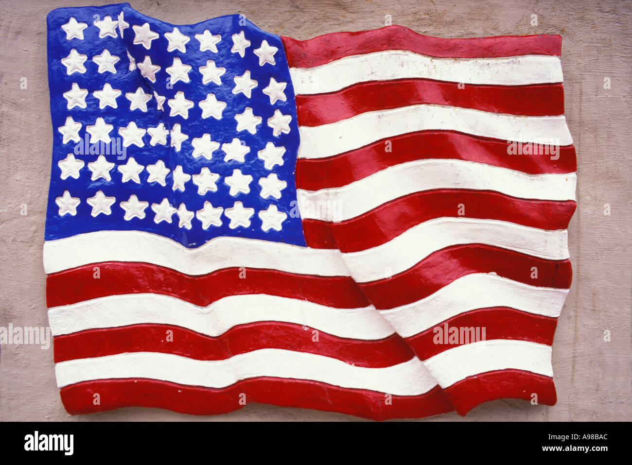 Au début, les drapeaux drapeau américain sur le mur Banque D'Images