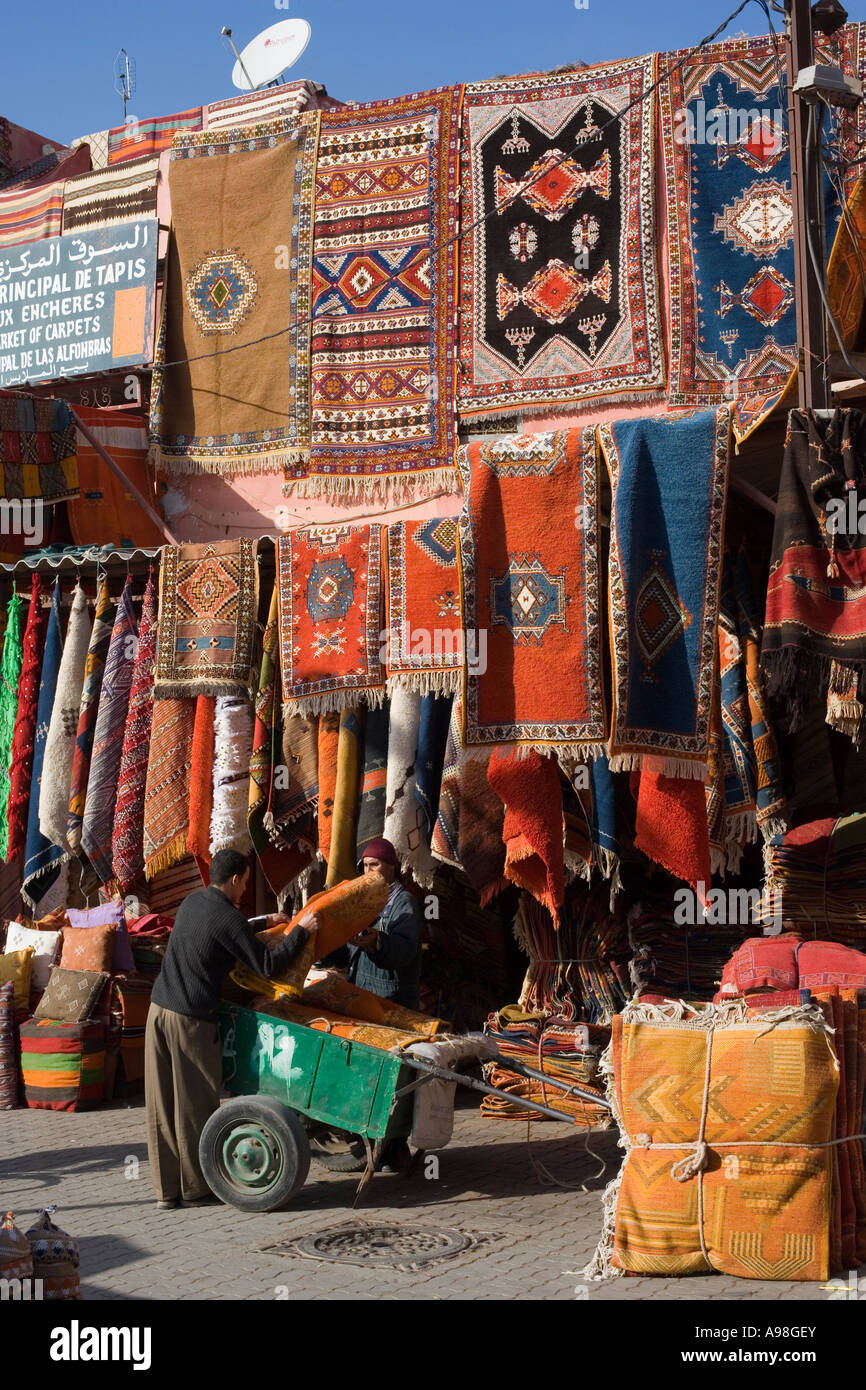 Le Maroc, Marrakech, le souk aux tapis Banque D'Images