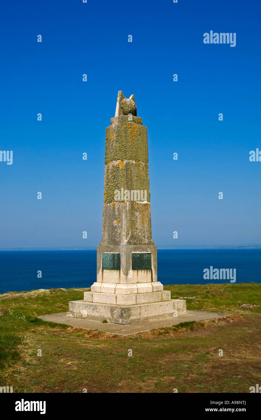 Le monument de Marconi à Poldhu près de Cornwall, Angleterre,meneaux Banque D'Images