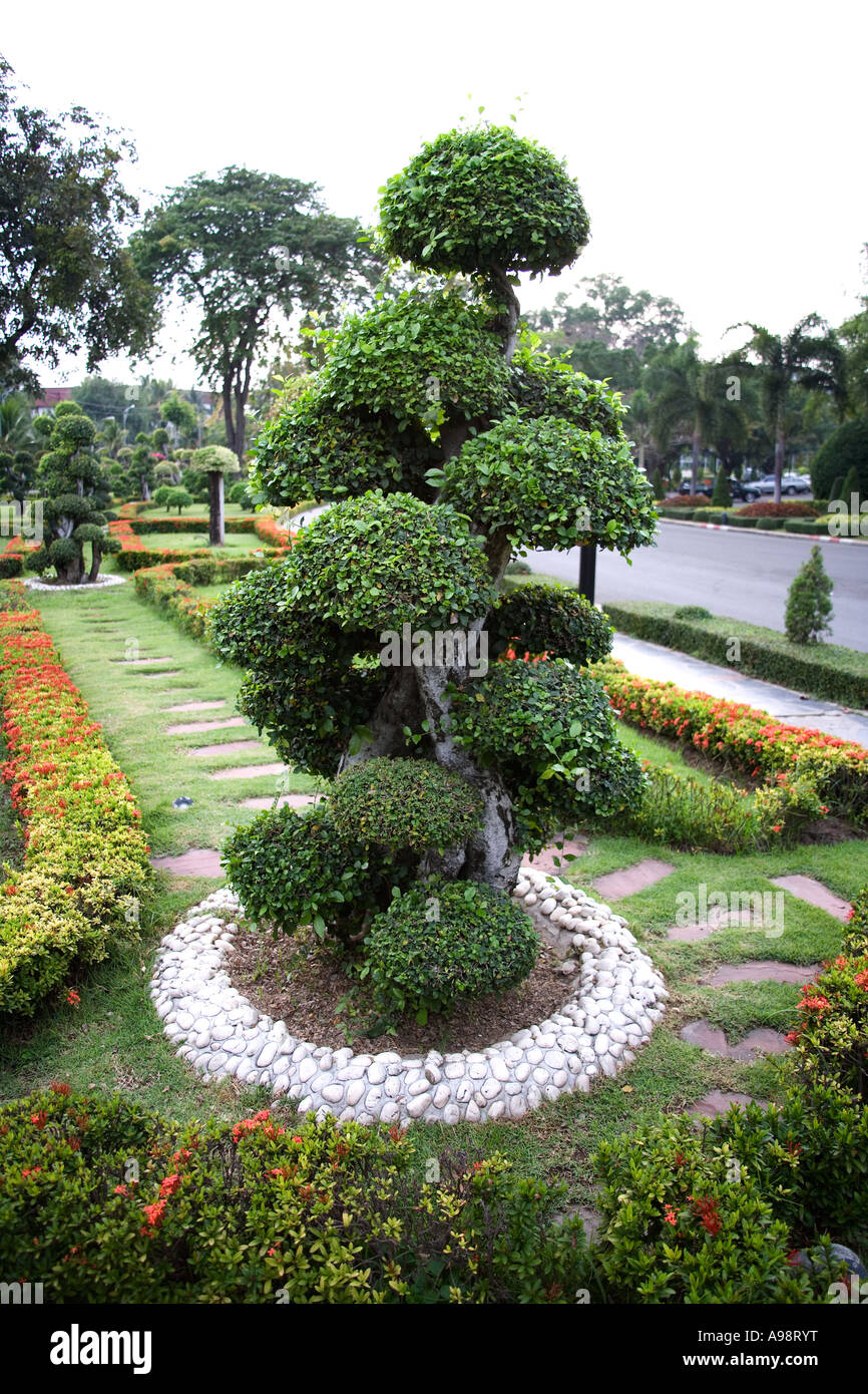 Beau jardin d'ornement Jardin Botanique thaïlandais basé à l'hôtel Dusit Resort à Pattaya, Thaïlande du sud Banque D'Images
