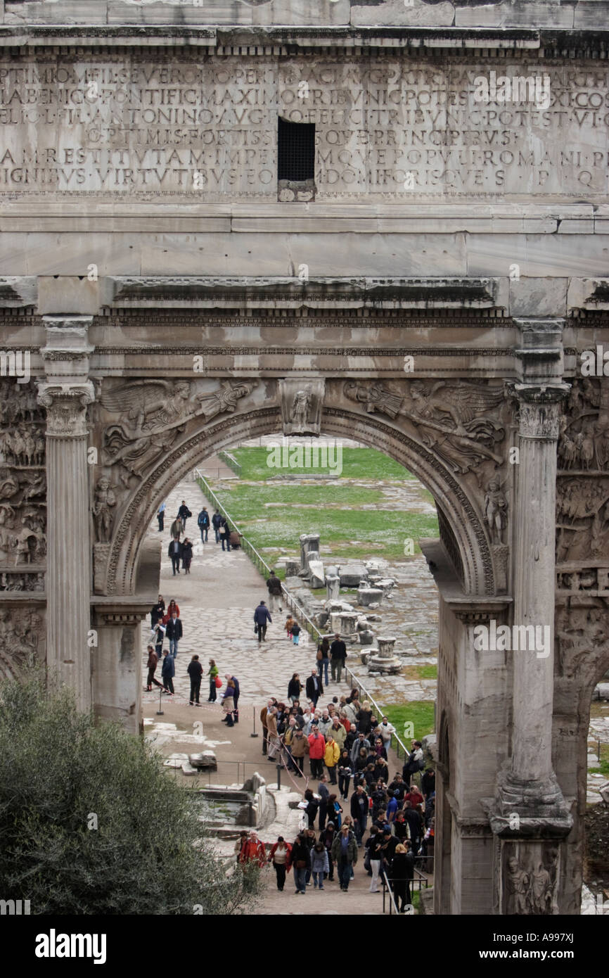 Forum Romanum de triomphe de l'Arcus Septime Sévère à Rome, Italie Banque D'Images