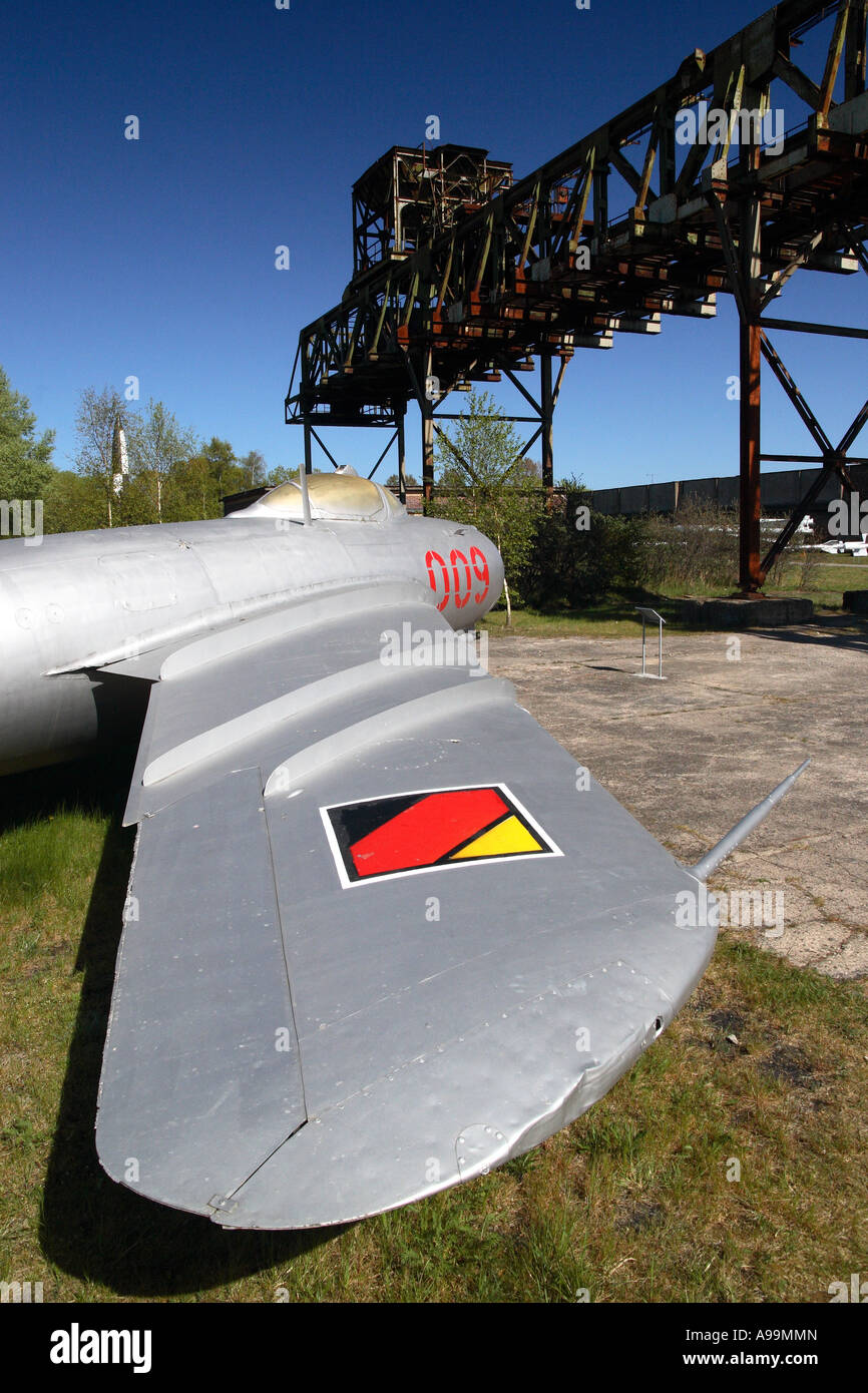 Un avion de chasse Mig 17 sur l'affichage à la recherche militaire historique de l'emplacement de Peenemünde Banque D'Images