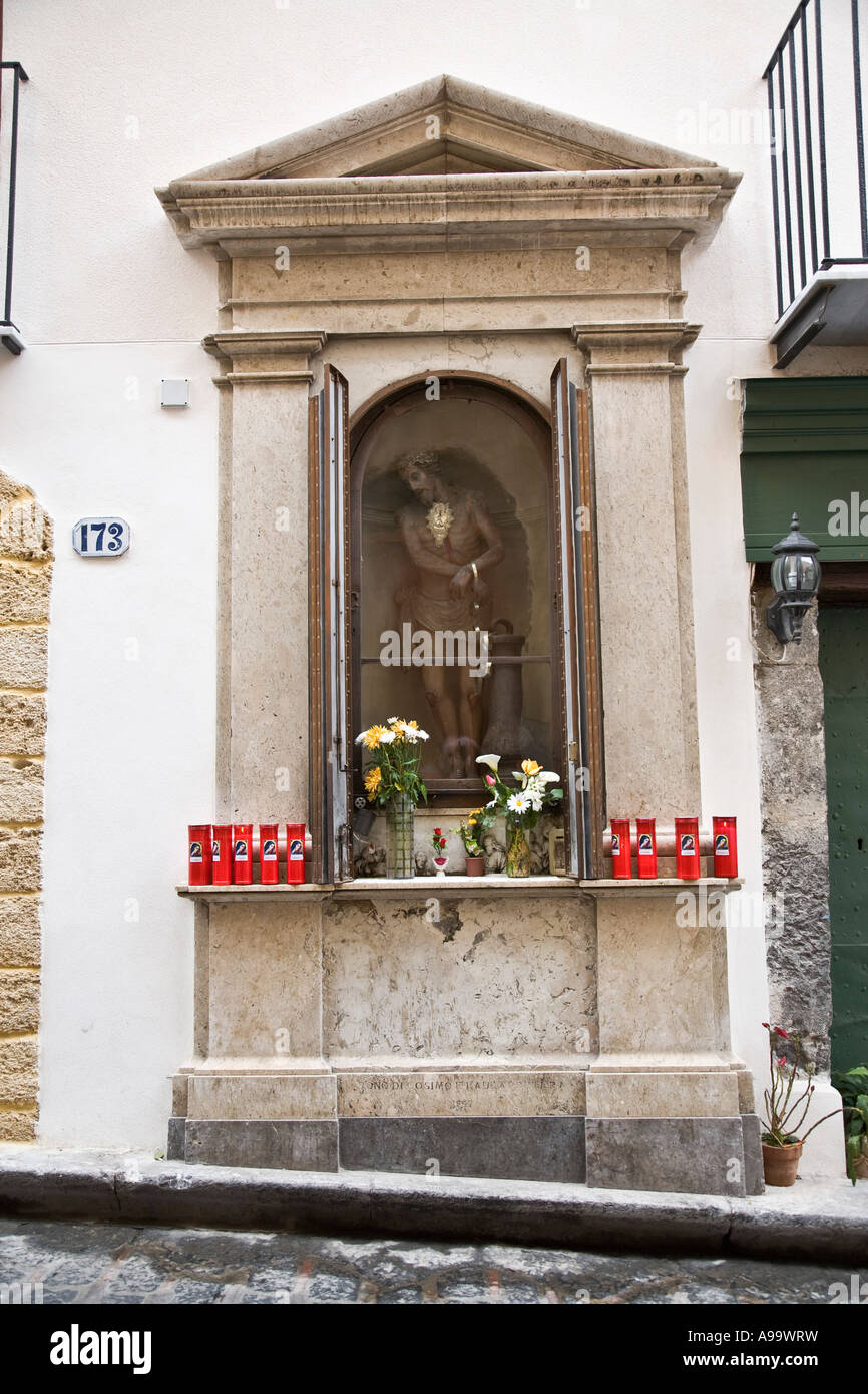 Culte religieux sur le Corso Ruggero Cefalu Sicile Italie Banque D'Images