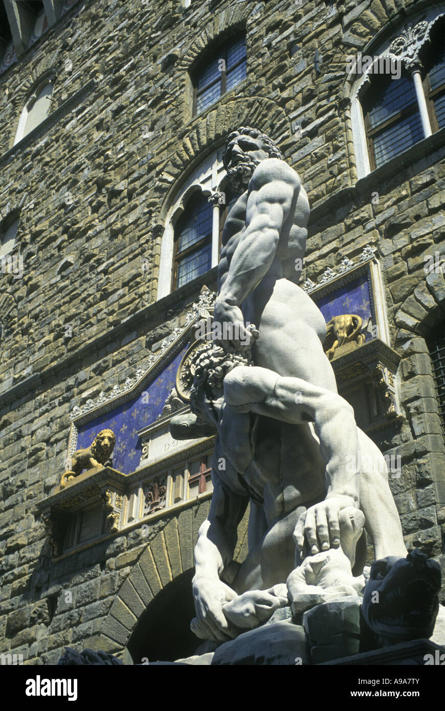 Hercule ET CACUS STATUE PIAZZA DELLA SIGNORIA Florence Toscane Italie Banque D'Images