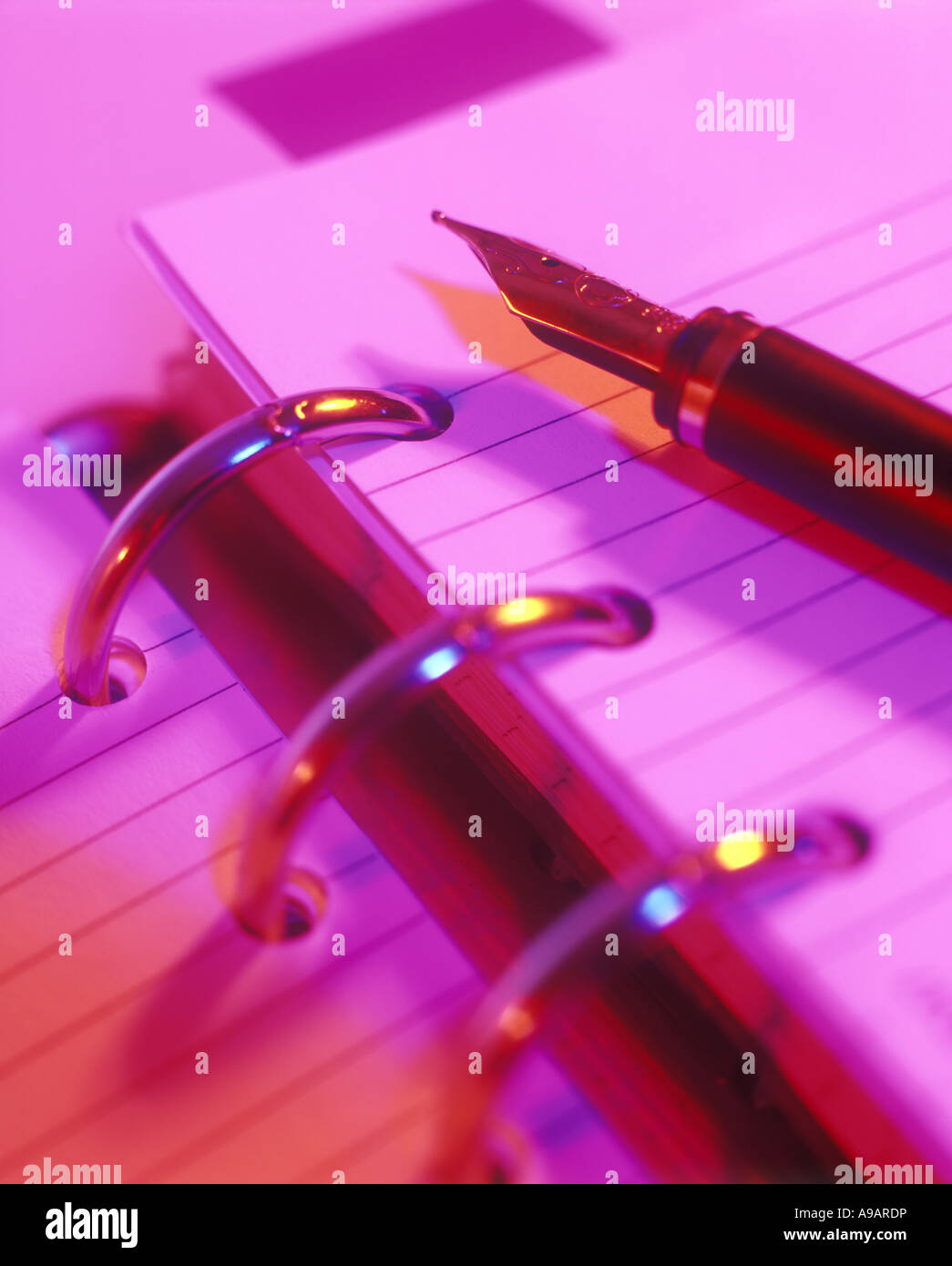 Organiseur personnel CARTABLE STYLO Banque D'Images