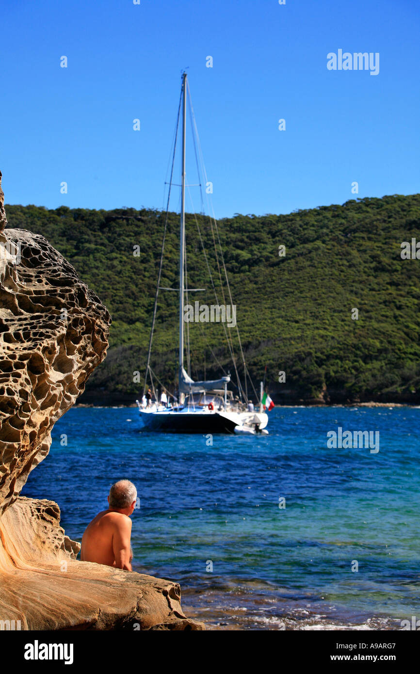 Yacht de luxe sur la côte australienne Banque D'Images