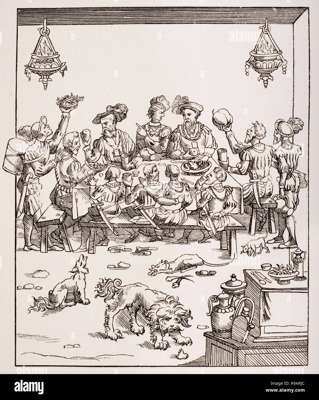 La question de table. Banquet du 16ème siècle Banque D'Images