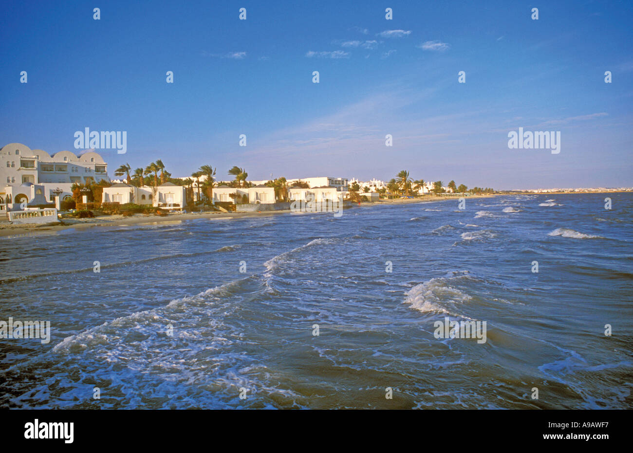 Plage et appartements touristiques Afrique Tunisie Hammamet Banque D'Images