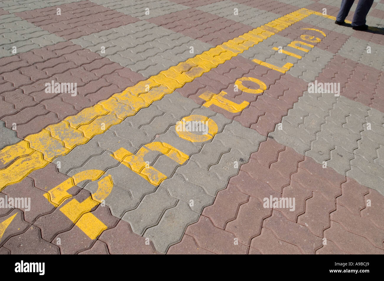 Les photos ne sont pas à prendre au-delà de cette ligne à une DMZ surplombent en Corée du Sud. Banque D'Images