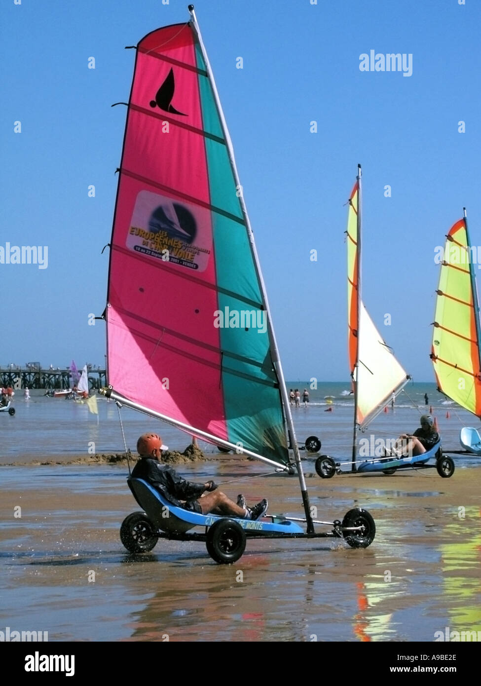 France vendee pays de la loire station balnéaire de St Jean de Monts char à voiles Banque D'Images