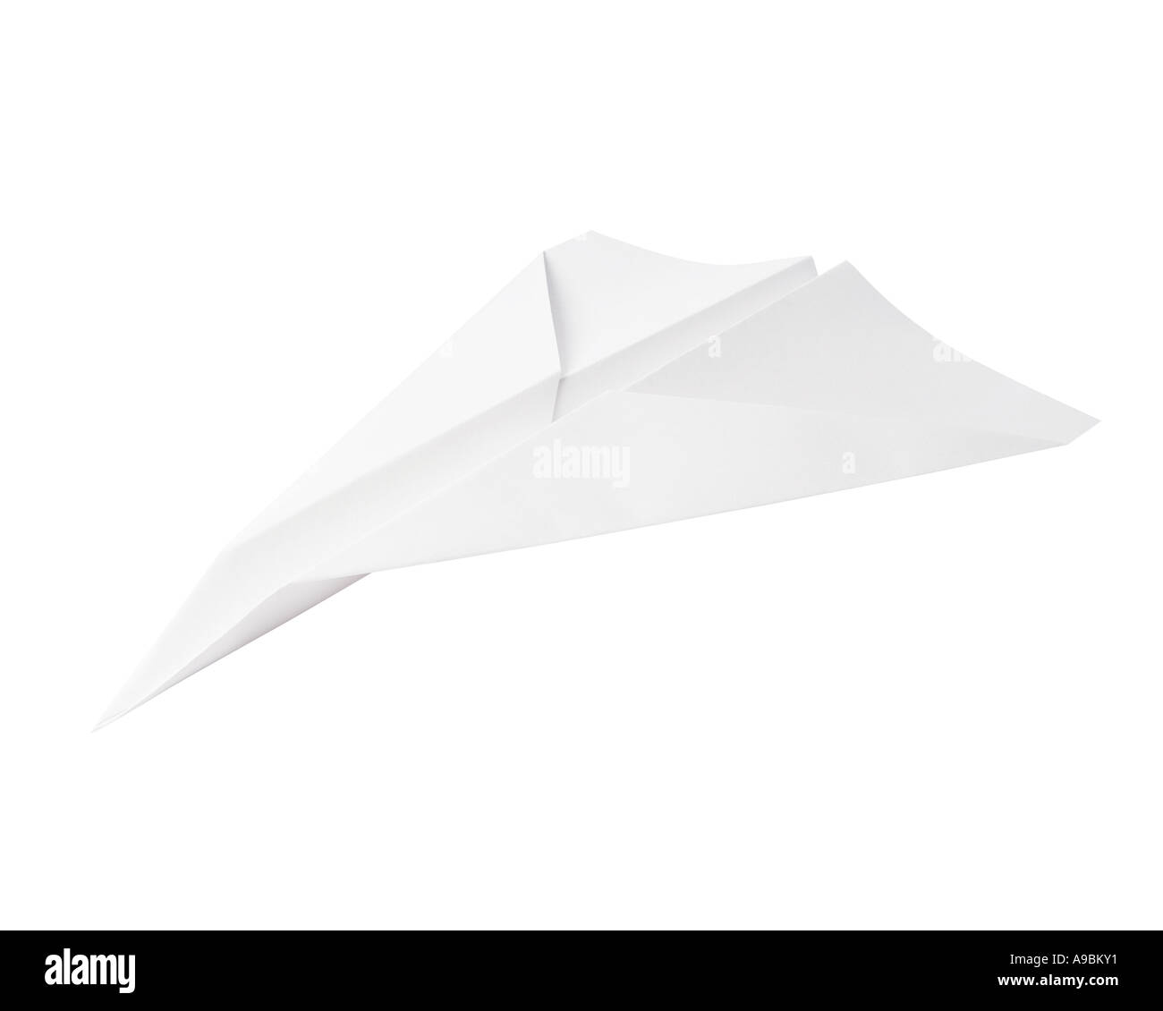 Avion en papier sur fond blanc avec clipping path Banque D'Images