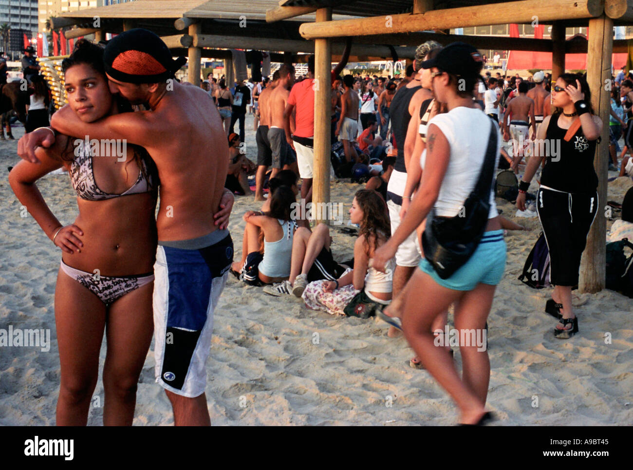 La vie à la plage à Tel Aviv, Israël. Banque D'Images