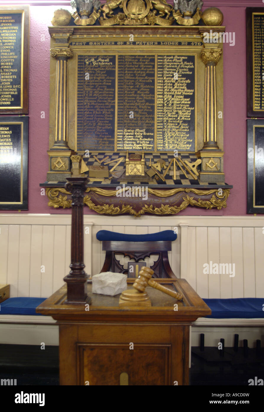 Les Gardes Junior Président loge maçonnique Carmarthen Banque D'Images