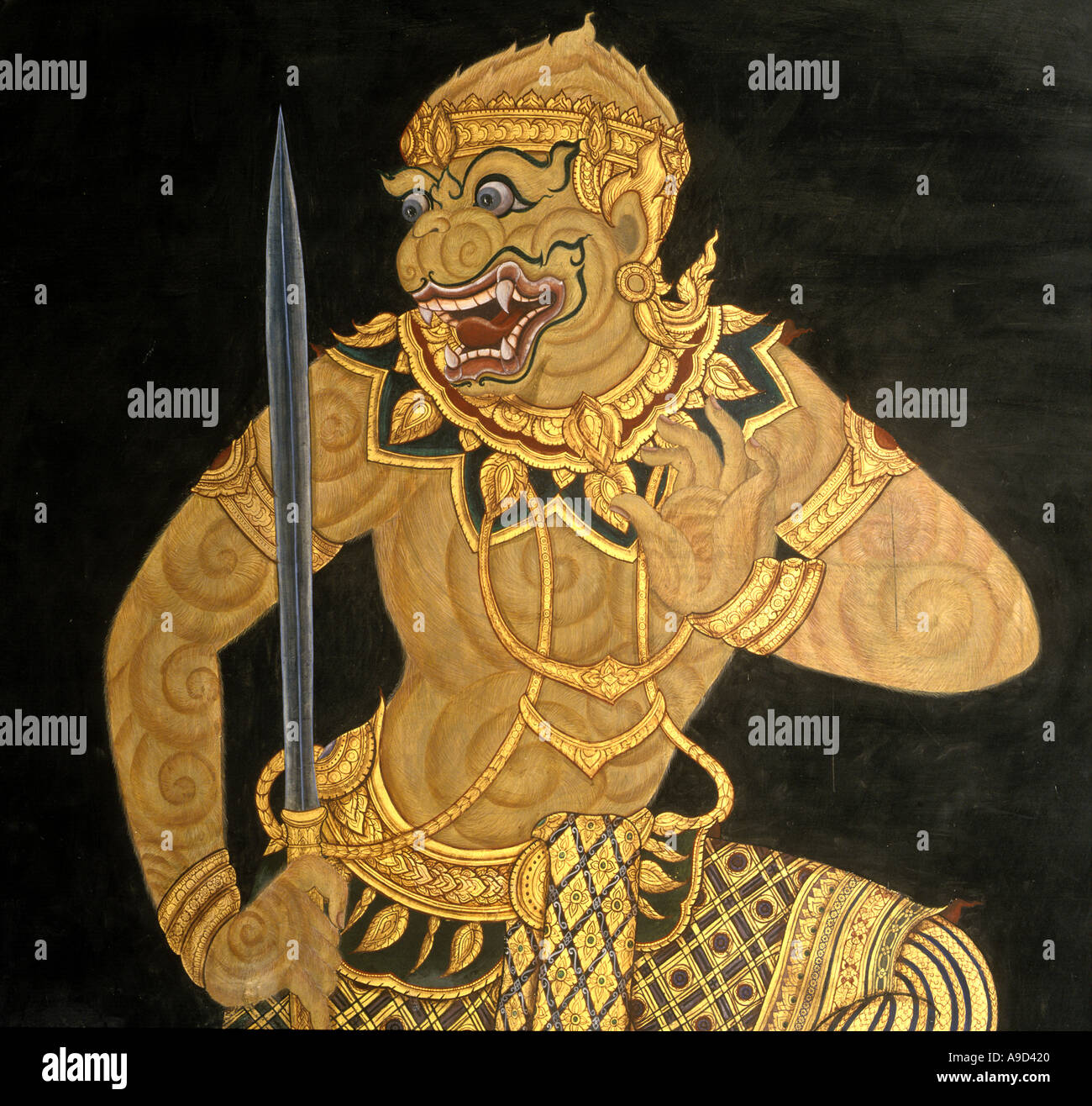 Fresque à Hor Phra Naga, Grand Palace, Bangkok, Thaïlande Banque D'Images