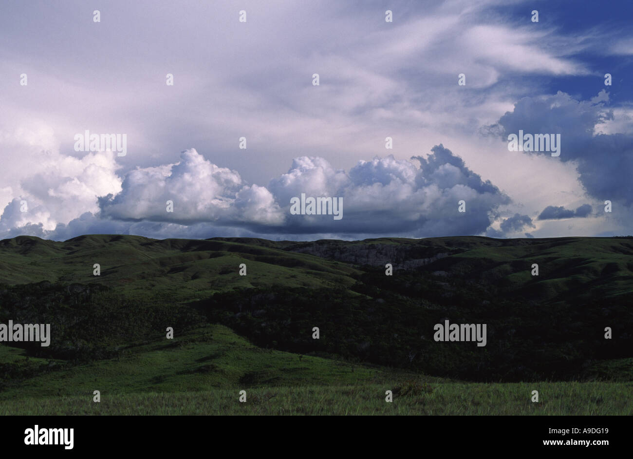 De gros nuages au-dessus des collines La Gran Sabana au Venezuela Banque D'Images