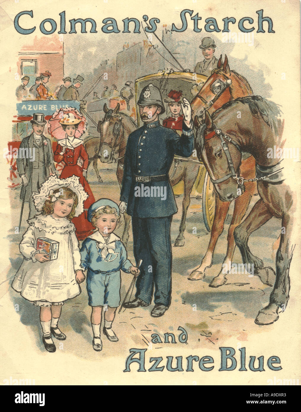 Publicité pour l'amidon et Colman vers 1895 Bleu Azur Banque D'Images