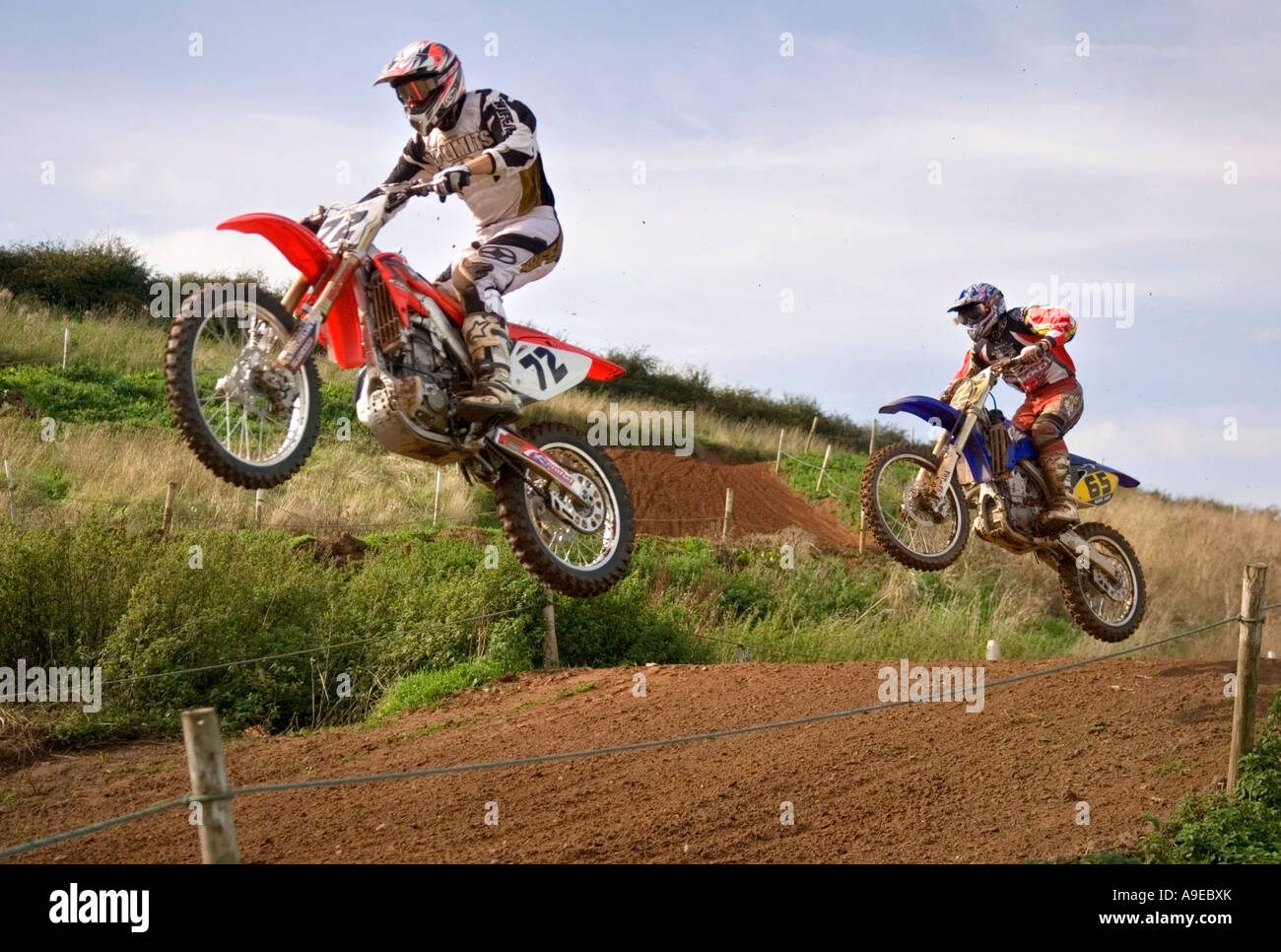Les cycles à moteur à l'événement de motocross à Crudgington, près de Telford, Shropshire, Angleterre. Banque D'Images