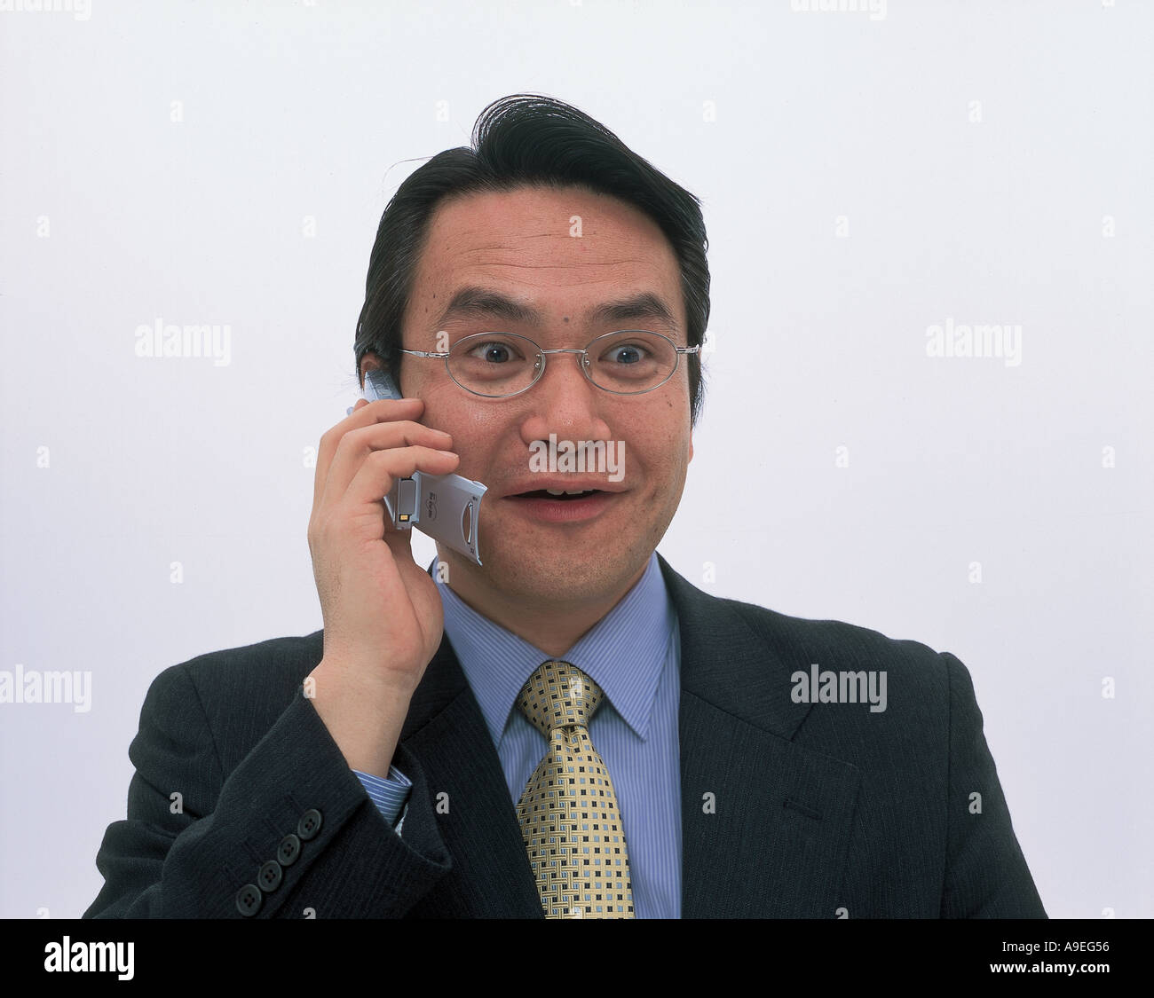 Businessman talking on cell phone Banque D'Images