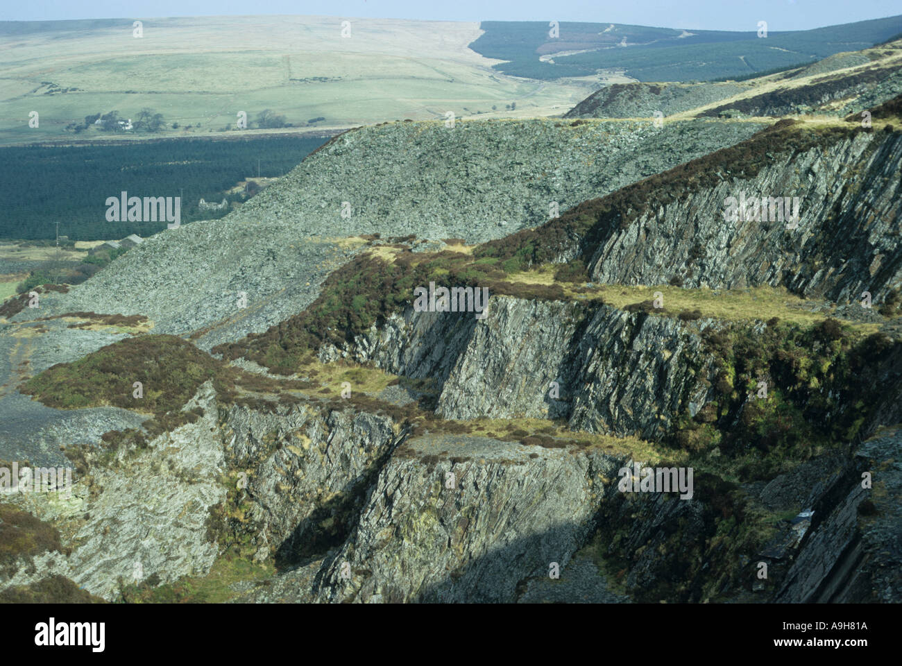 Les grandes carrières Rosebush Ardoise amenée, dans des maisons d'ardoises Parl Banque D'Images