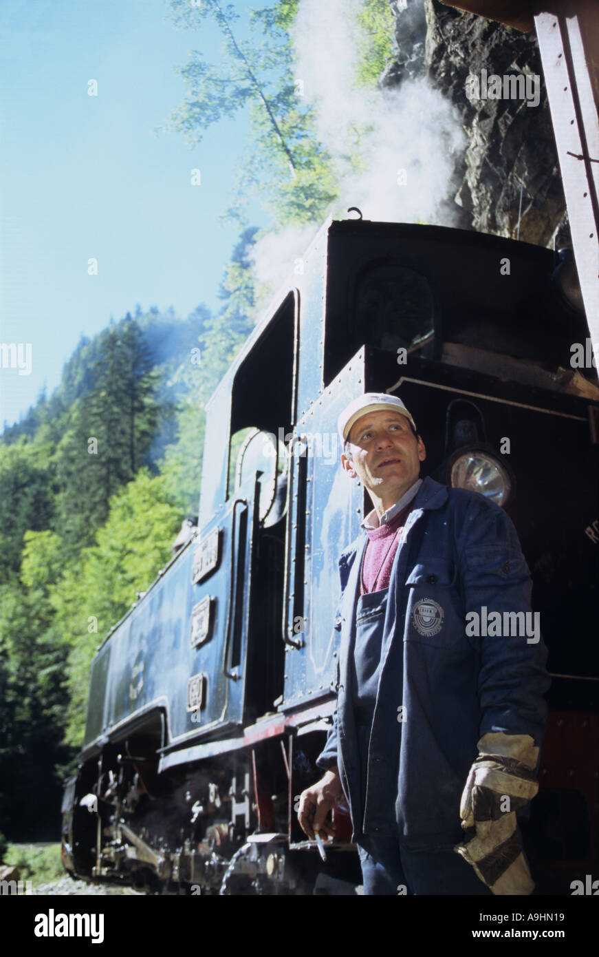 Une attraction populaire dans la région de Maramures la narrow gauge train à vapeur de la vallée de Vaser Roumanie Banque D'Images
