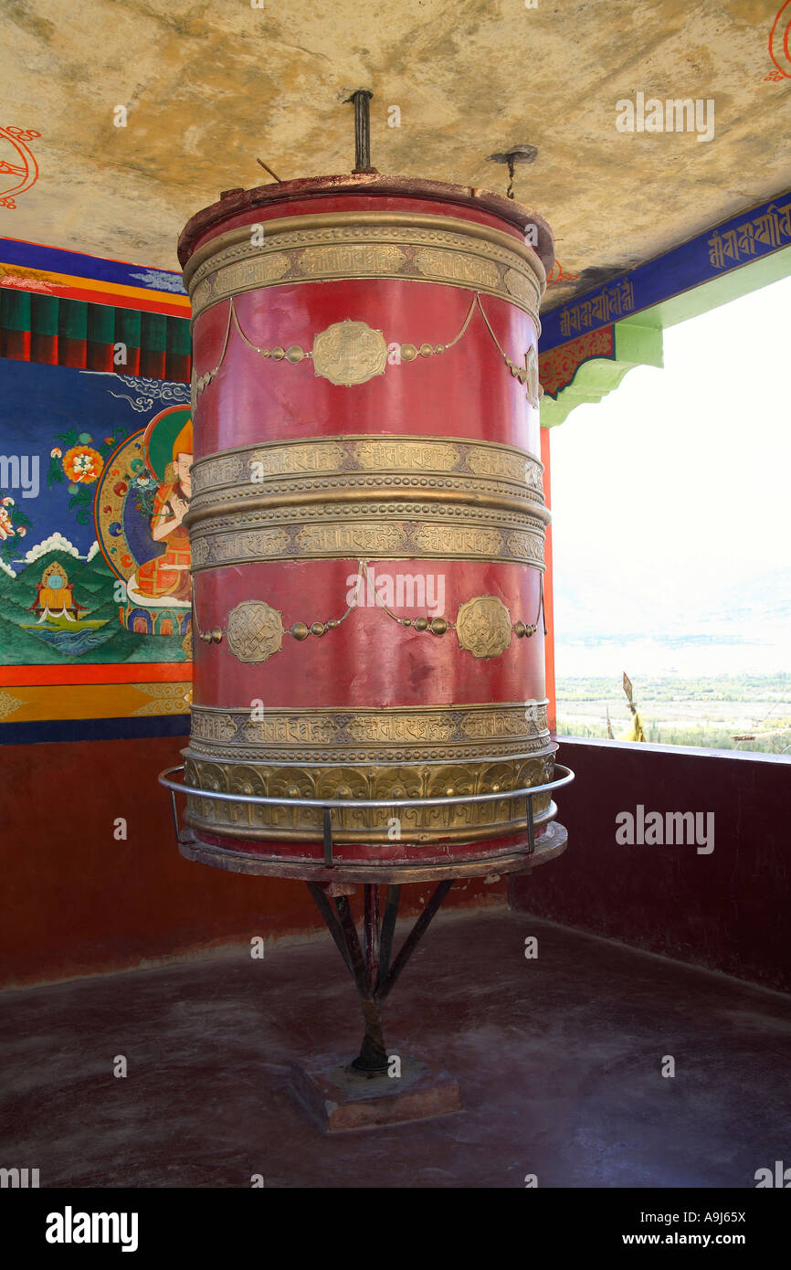 Moulin à prières de thiksey gompa, Ladakh, Jammu Cachemire, Inde Banque D'Images