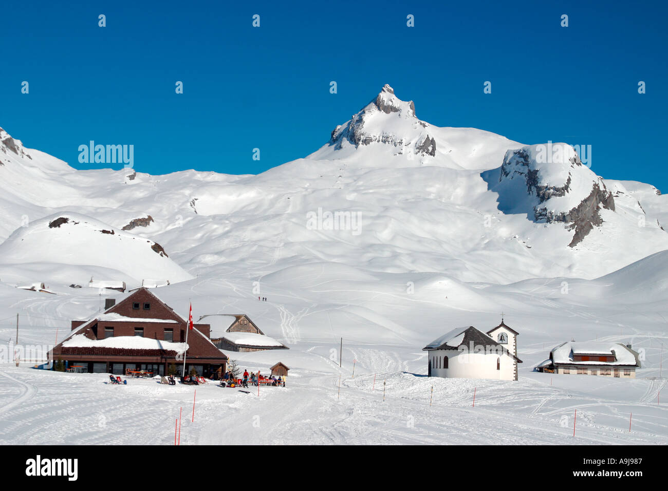 Melchsee Frutt centrale suisse région de sports d'hiver historique Titlis Banque D'Images