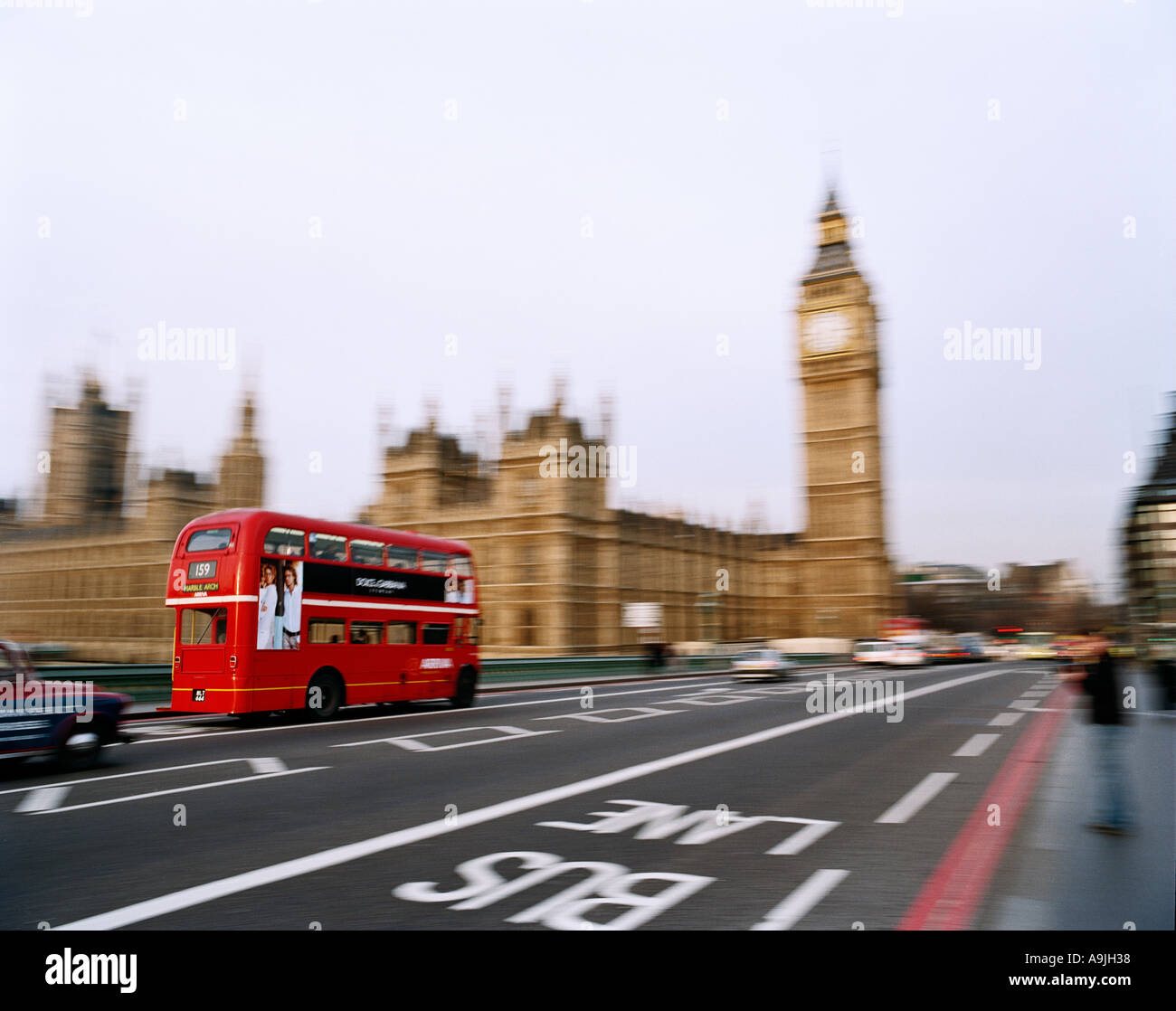 London London Bus Taxi Big Ben Banque D'Images