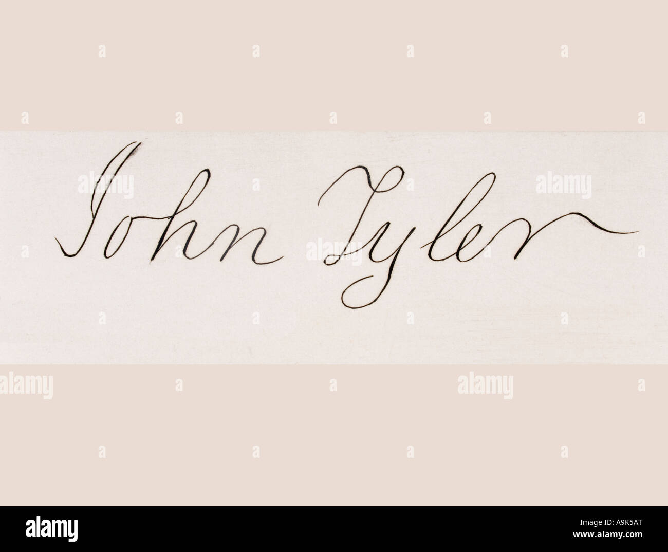 Signature de John Tyler, 1790 - 1862. 10ème président des États-Unis, 1841 - 1845. Banque D'Images