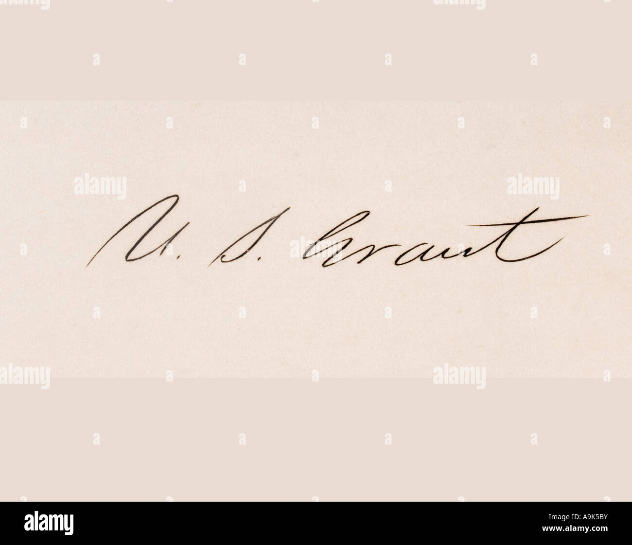 Signature d'Ulysses S Grant, 1822 - 1885. 18 Président des États-Unis, 1865 - 1869. Banque D'Images