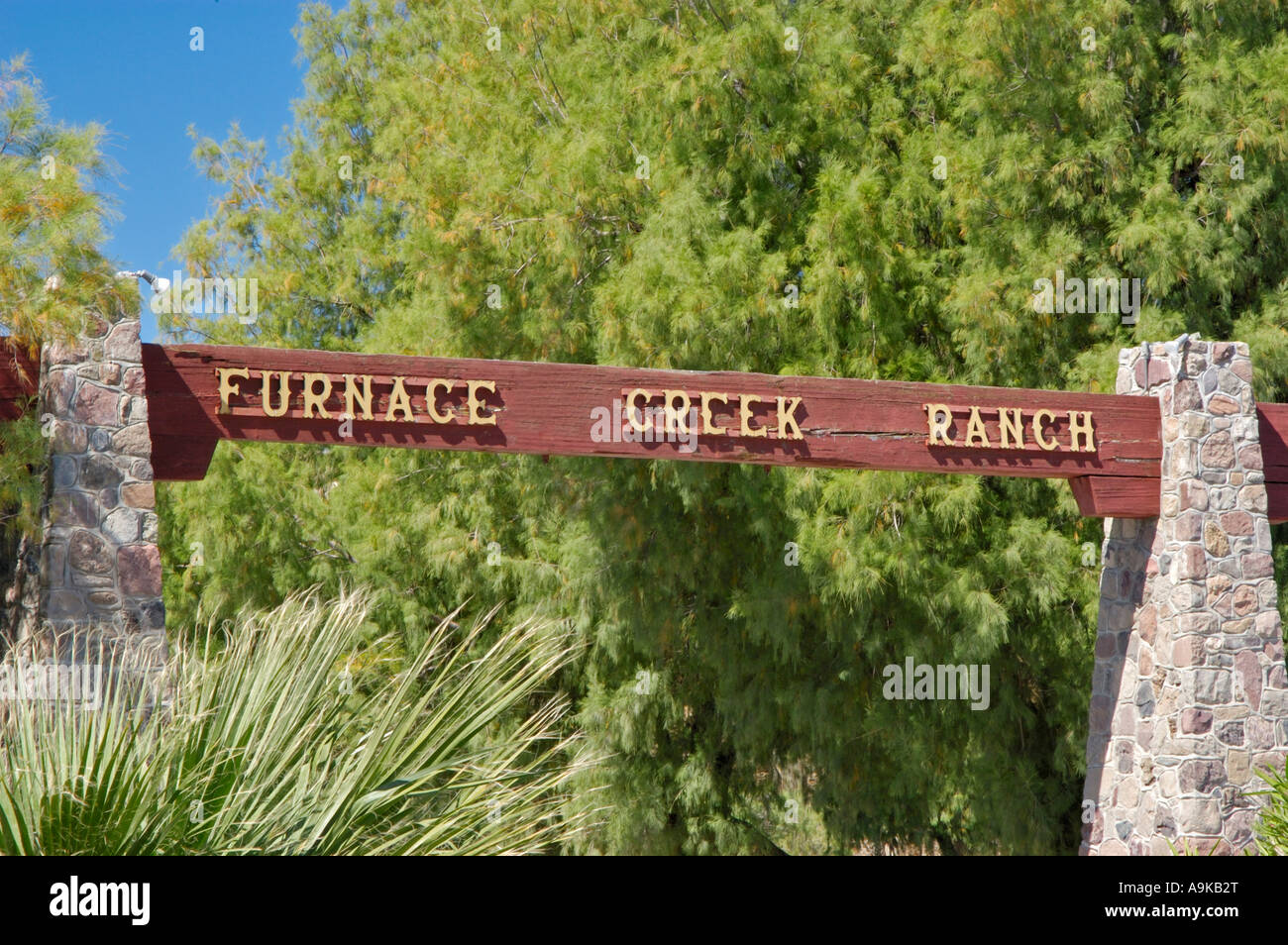 Panneau d'entrée à Furnace Creek Ranch Death Valley National Park Californie Banque D'Images