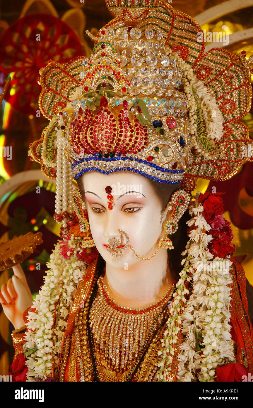 La Déesse indienne de l'Asie du Sud d'Amba Bhavani face closeup Banque D'Images