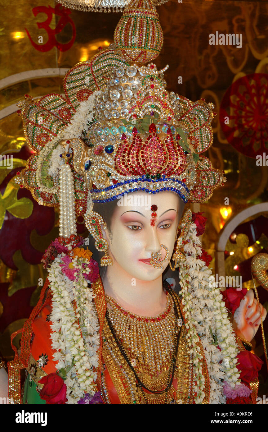 Déesse Amba à Mumbai pendant Puja festival Bombay Mumbai Banque D'Images