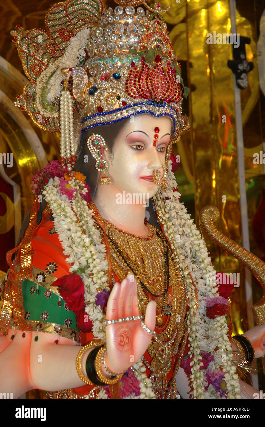 Déesse Amba à Mumbai pendant Puja festival Bombay Mumbai Banque D'Images