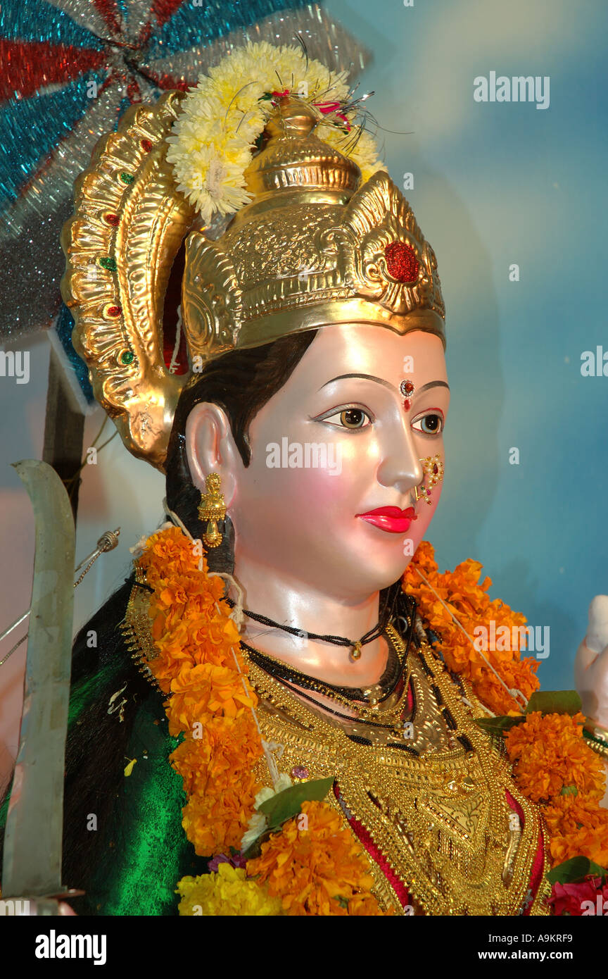 Déesse Amba à Mumbai pendant Puja festival Bombay Mumbai Banque D'Images