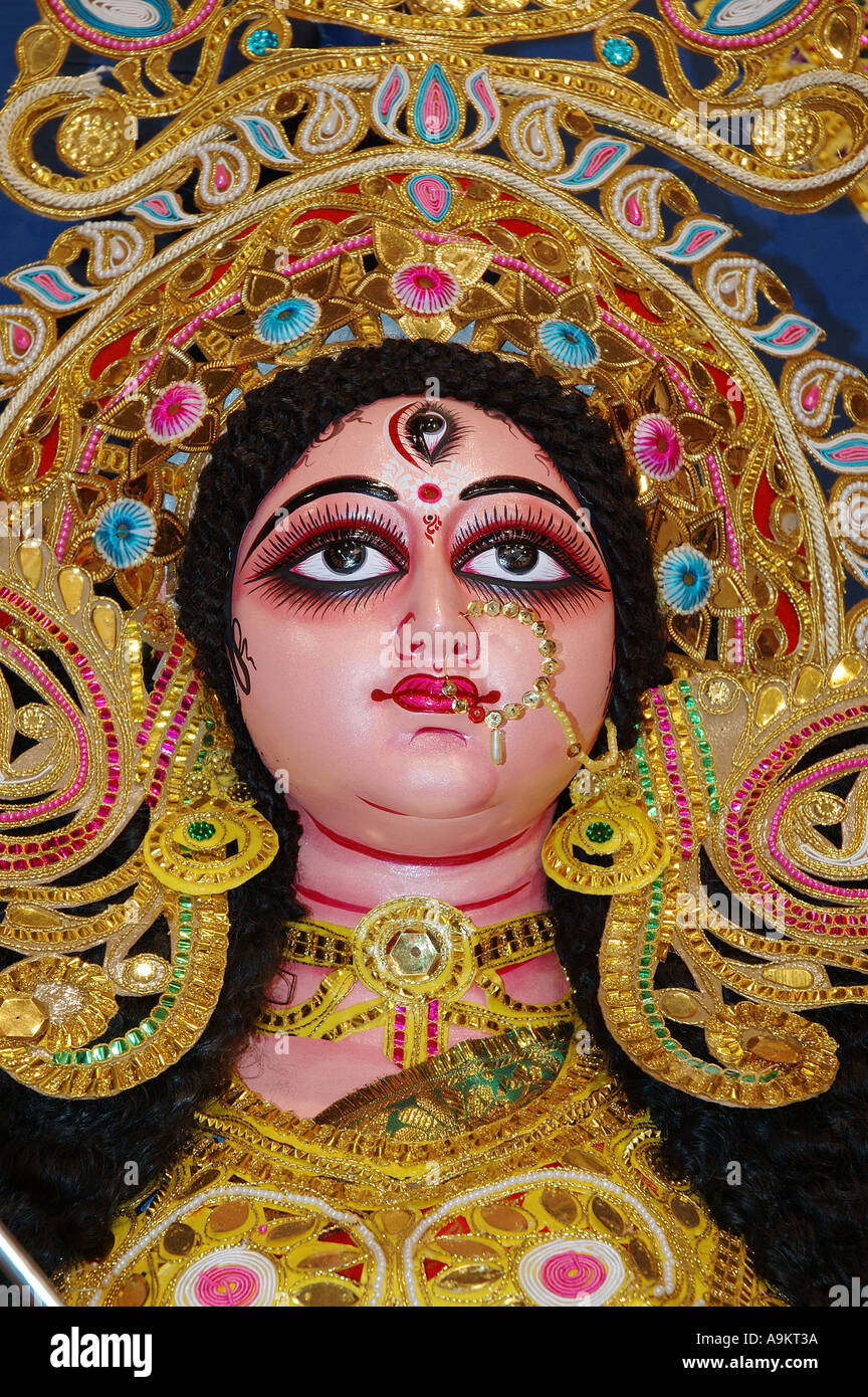 La Déesse Durga Puja à Calcutta au cours de l'ouest du Bengale festival Banque D'Images
