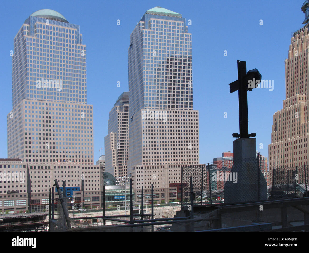 Croix du souvenir au Ground Zero, NYC Banque D'Images