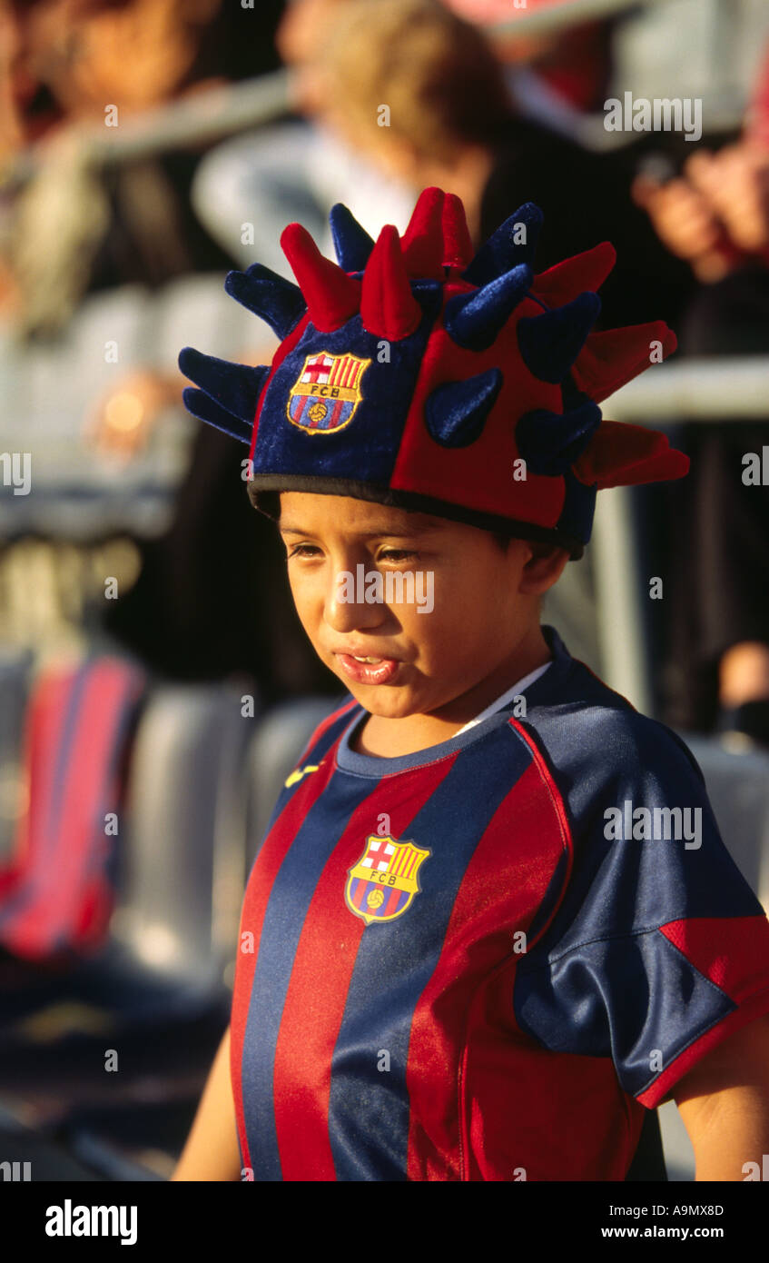 Les jeunes supporters du Barça au Camp Nou - Barcelone, Catalogne, Espagne Banque D'Images